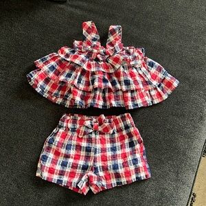 Goodlad plaid red/white/blue set. Size 18months